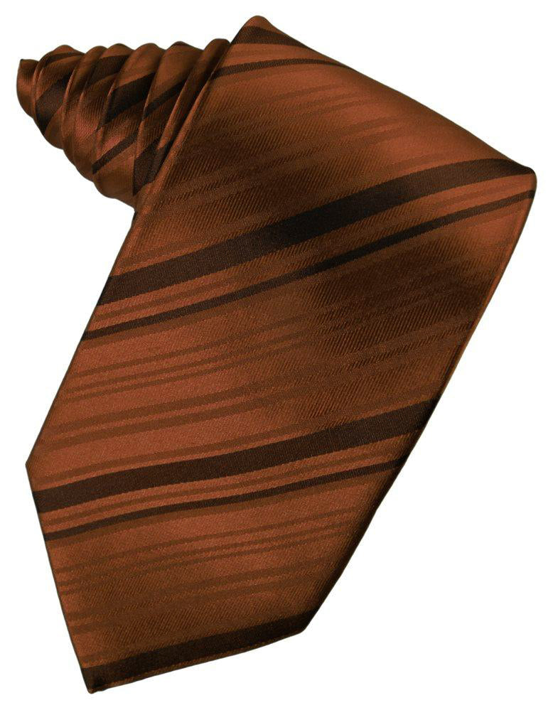 Cognac Striped Self-Tie Long Tie