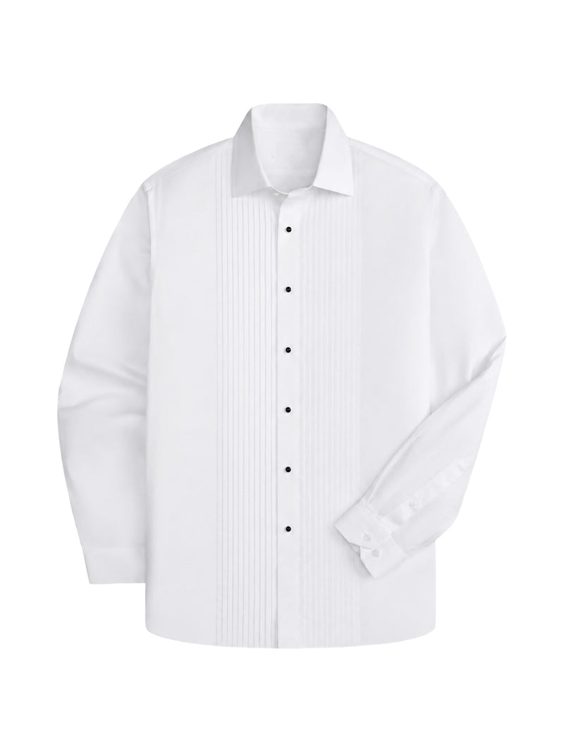 White Pleated Tuxedo Shirt