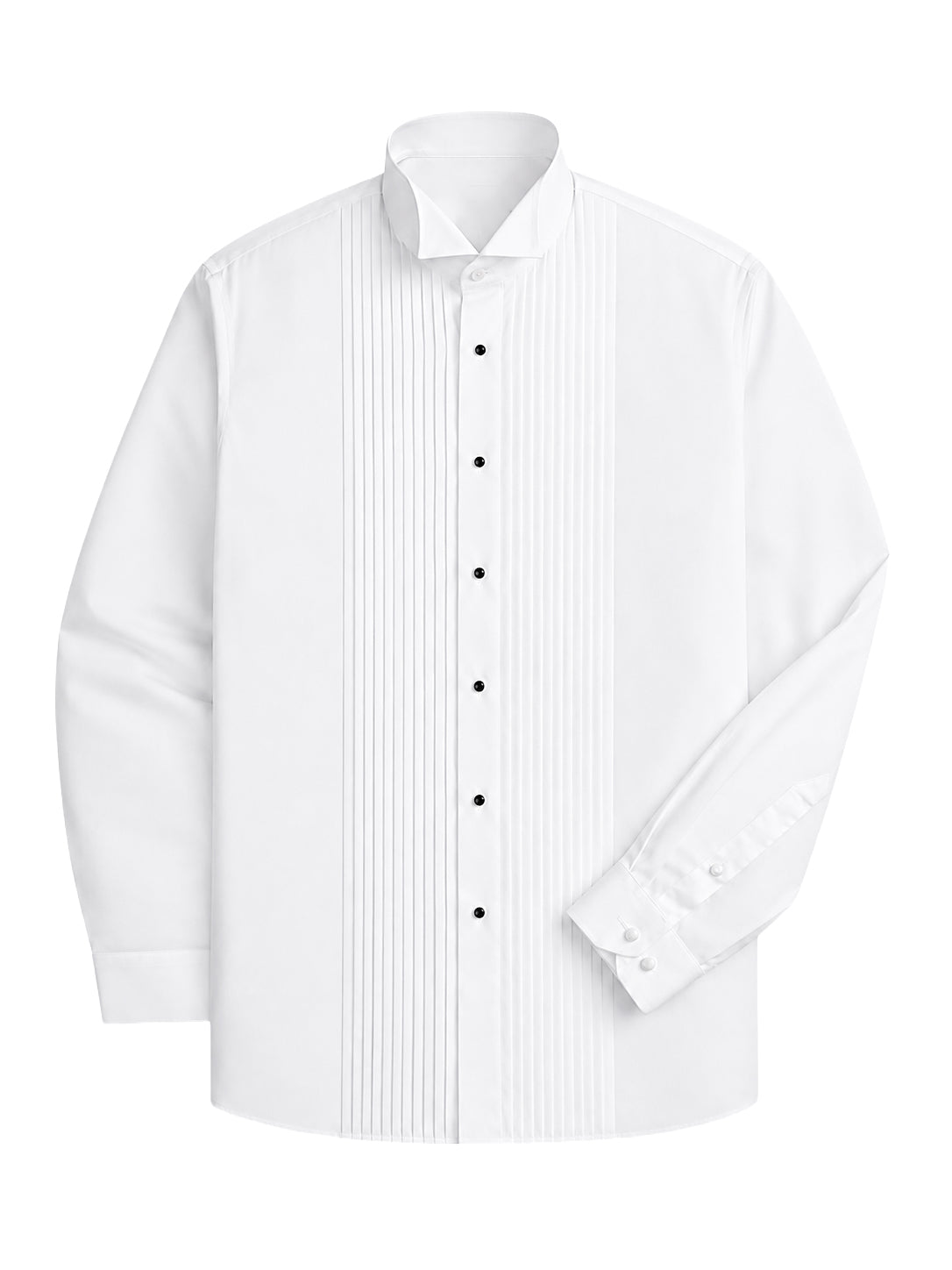 White Pleated Wingtip Shirt