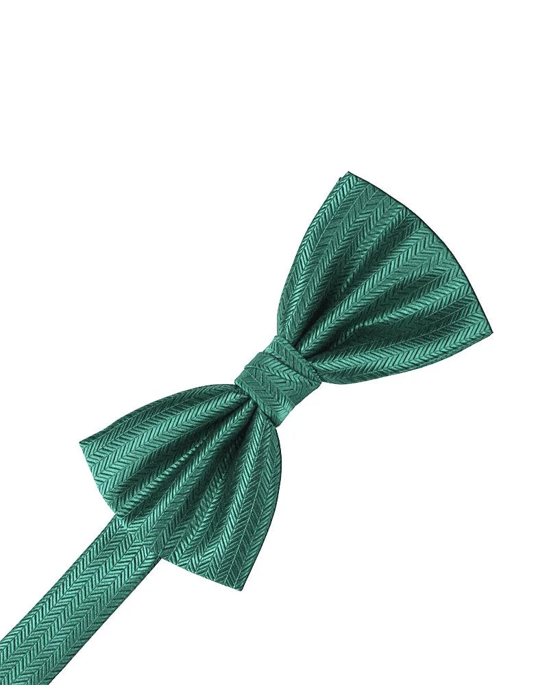 Aqua Herringbone Bowtie