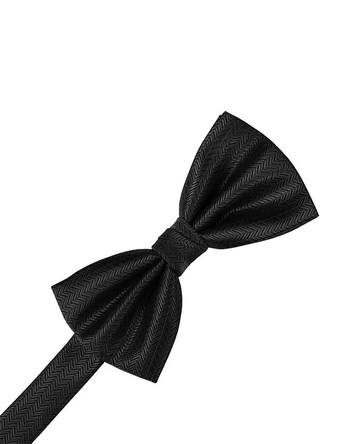 Black Herringbone Bowtie