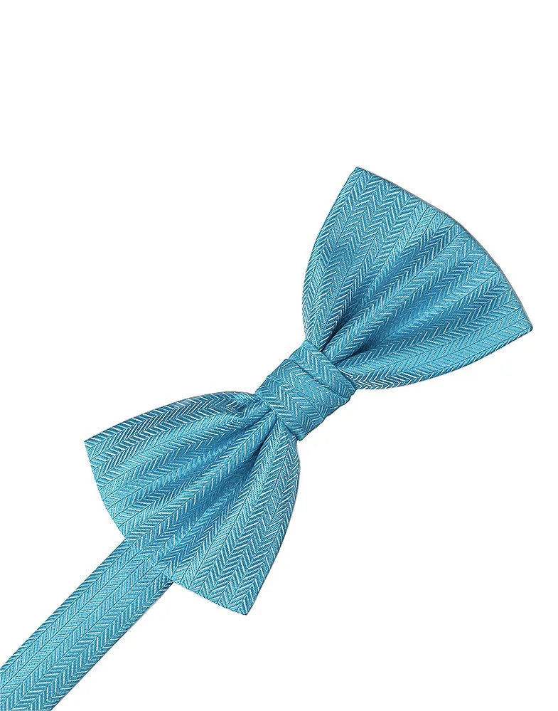 Blue Ice Herringbone Pre-Tied Bowtie
