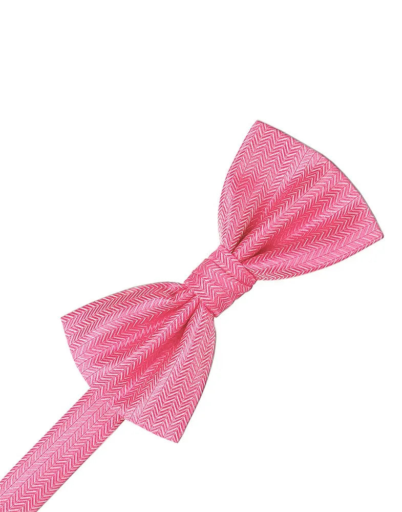 Bubblegum Herringbone Pre-Tied Bowtie