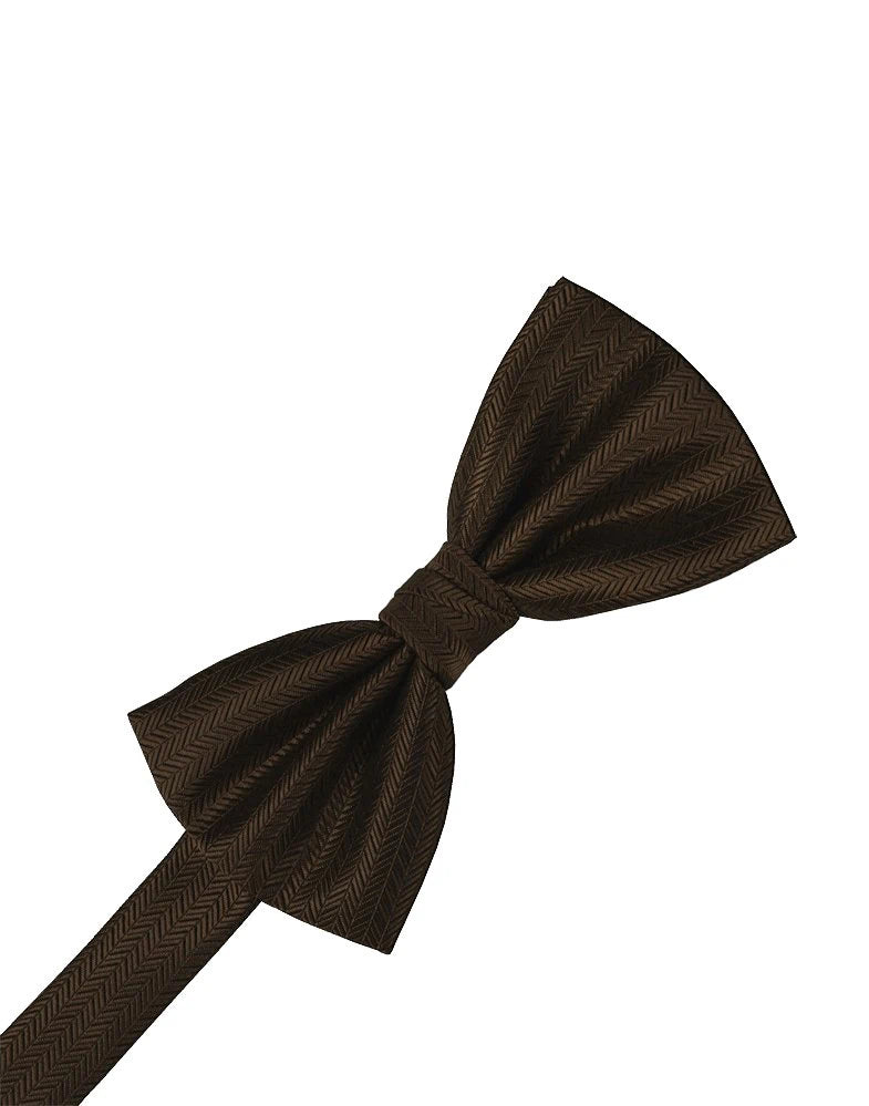 Chocolate Herringbone Pre-Tied Bowtie