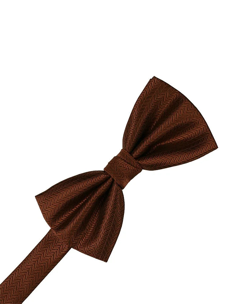 Cinnamon Herringbone Pre-Tied Bowtie