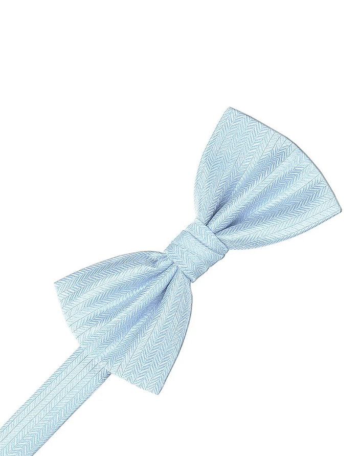 Powder Blue Herringbone Pre-Tied Bowtie