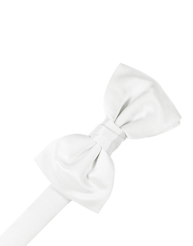 White Solid Satin Bowtie