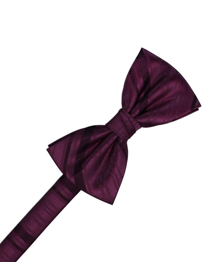 Berry Striped Satin Bowtie - Tuxedo Club