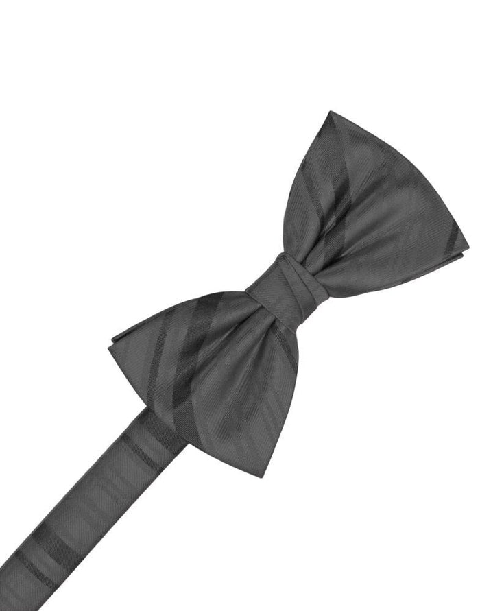 Charcoal Striped Satin Bowtie - Tuxedo Club