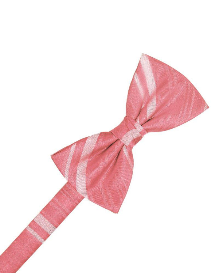 Guava Striped Satin Bowtie - Tuxedo Club