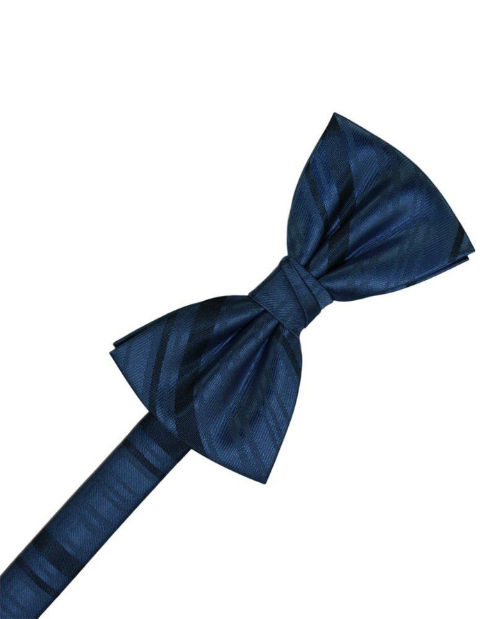 Peacock Striped Satin Bowtie - Tuxedo Club