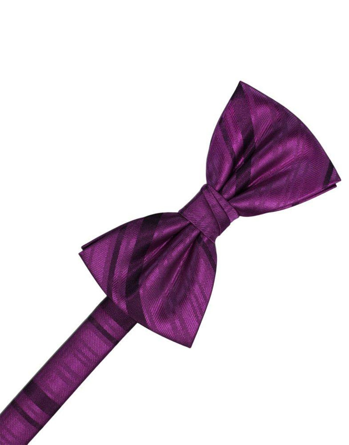Sangria Striped Satin Bowtie - Tuxedo Club