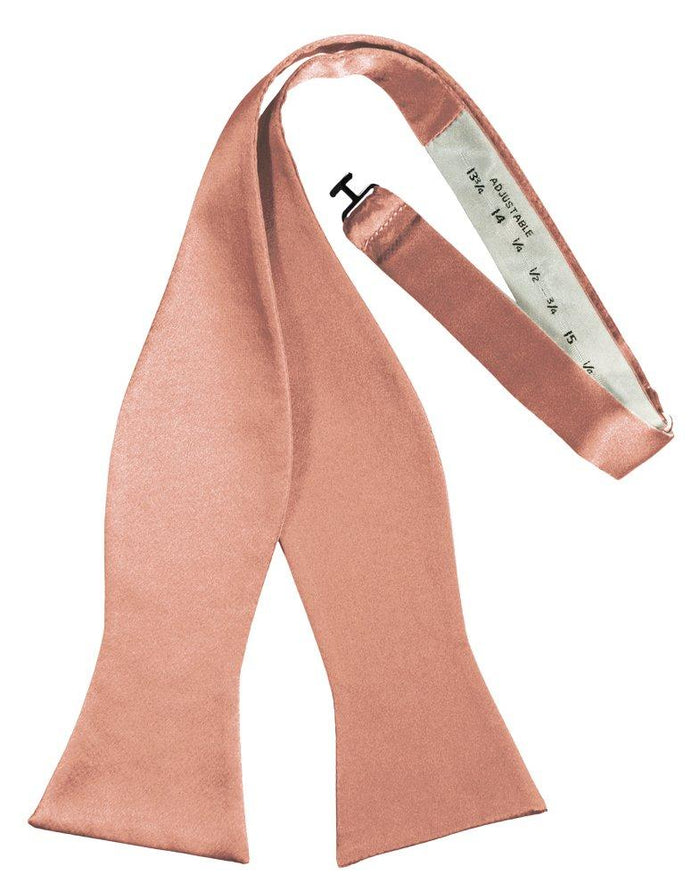 Coral Self-Tie Solid Satin Bowtie - Tuxedo Club