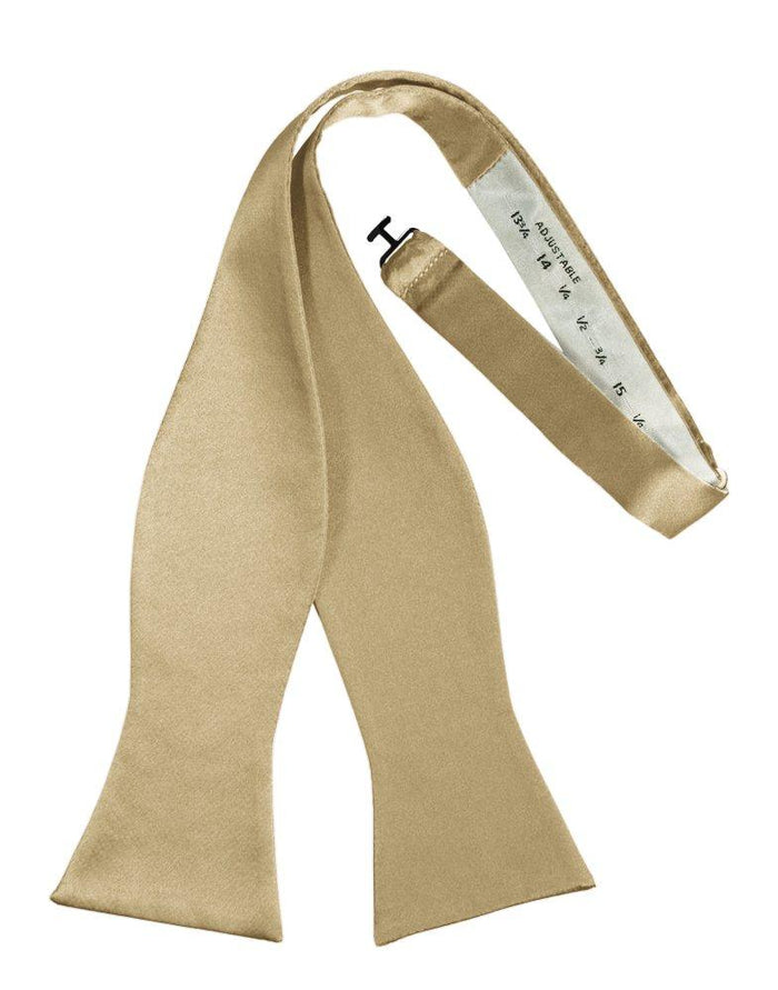 Golden Self-Tie Solid Satin Bowtie - Tuxedo Club