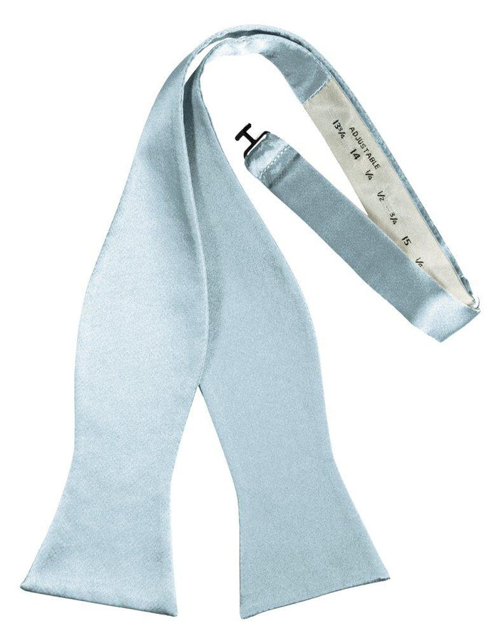 Light Blue Self-Tie Solid Satin Bowtie - Tuxedo Club