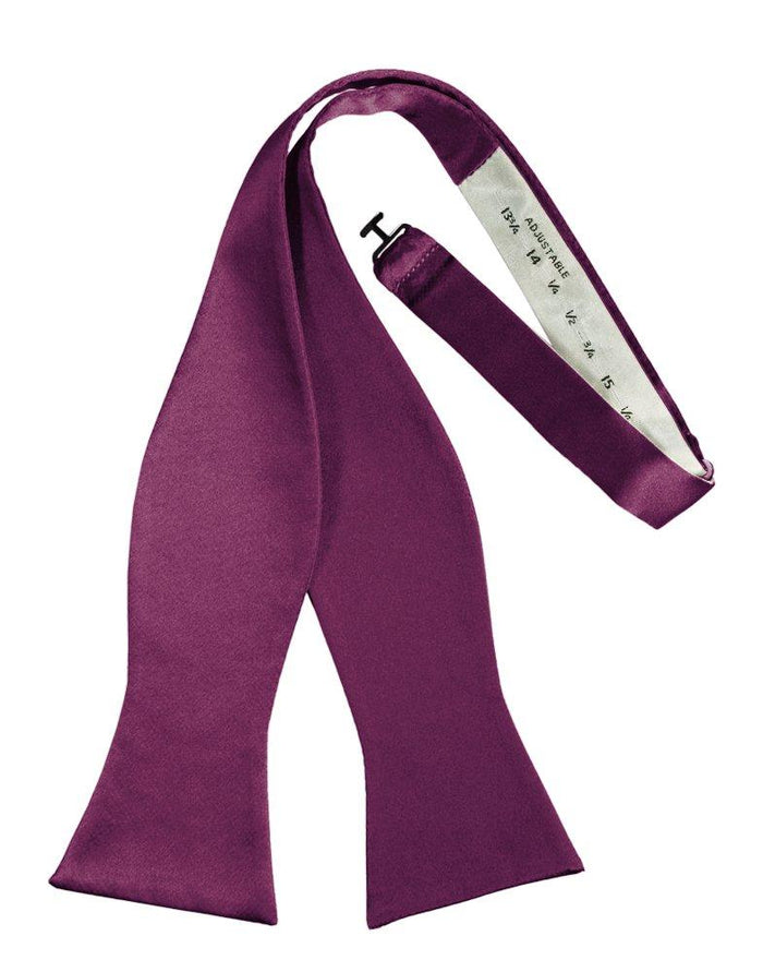 Sangria Self-Tie Solid Satin Bowtie - Tuxedo Club