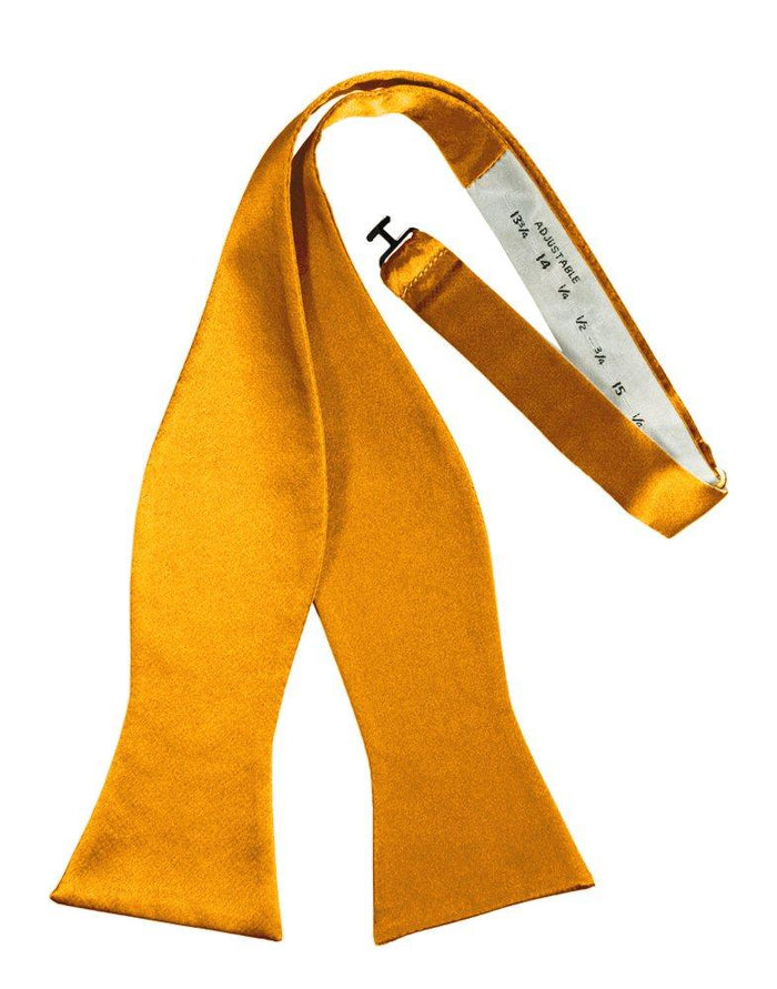 Tangerine Self-Tie Solid Satin Bowtie - Tuxedo Club