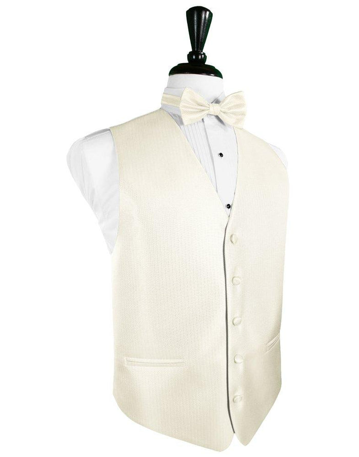 Ivory Herringbone Tuxedo Vest - Tuxedo Club