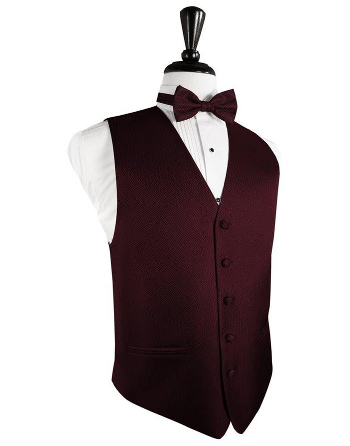 Merlot Herringbone Tuxedo Vest - Tuxedo Club