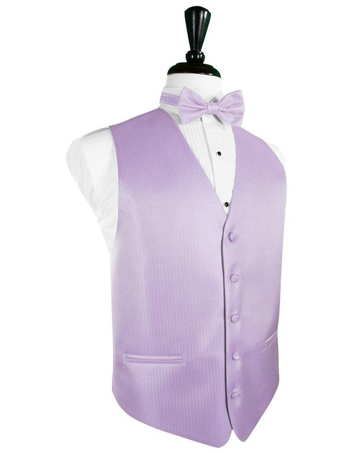 Pastel Lavender Herringbone Tuxedo Vest - Tuxedo Club