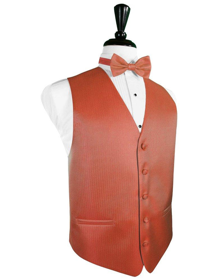 Persimmon Herringbone Tuxedo Vest - Tuxedo Club