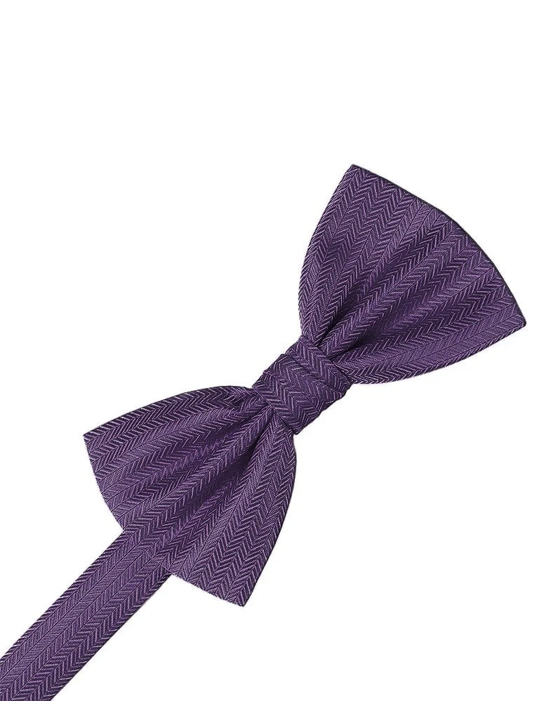 Plum Herringbone Bowtie