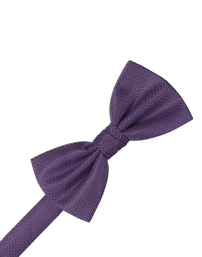 Plum Herringbone Pre-Tied Bowtie