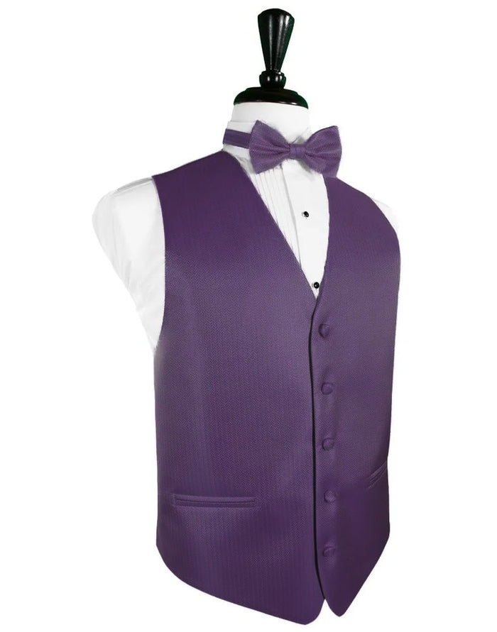 Plum Herringbone Tuxedo Vest