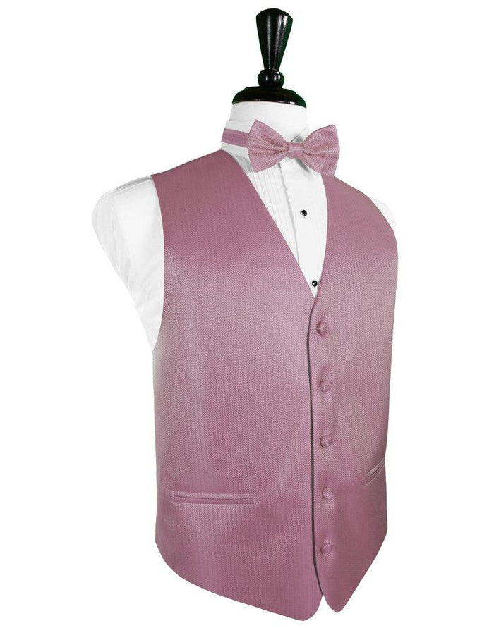 Rose Herringbone Tuxedo Vest - Tuxedo Club