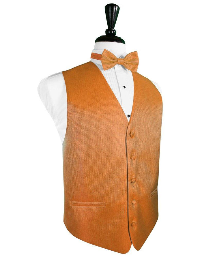 Tangerine Herringbone Tuxedo Vest - Tuxedo Club