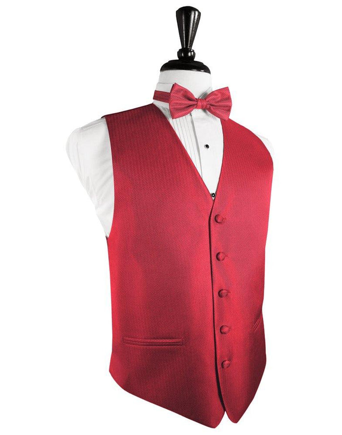 Watermelon Herringbone Tuxedo Vest - Tuxedo Club