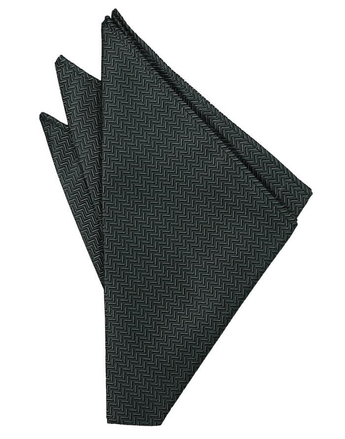 Asphalt Herringbone Pocket Square - Tuxedo Club