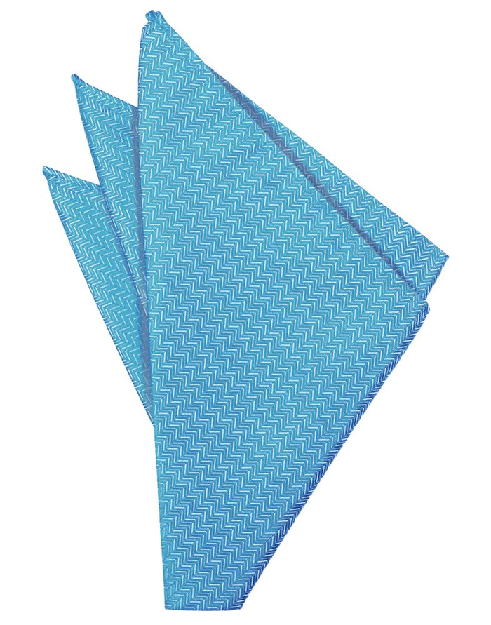 Blue Ice Herringbone Pocket Square - Tuxedo Club