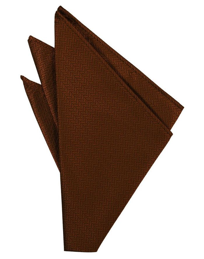 Cinnamon Herringbone Pocket Square - Tuxedo Club