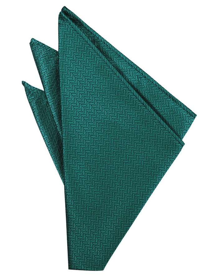 Jade Herringbone Pocket Square - Tuxedo Club