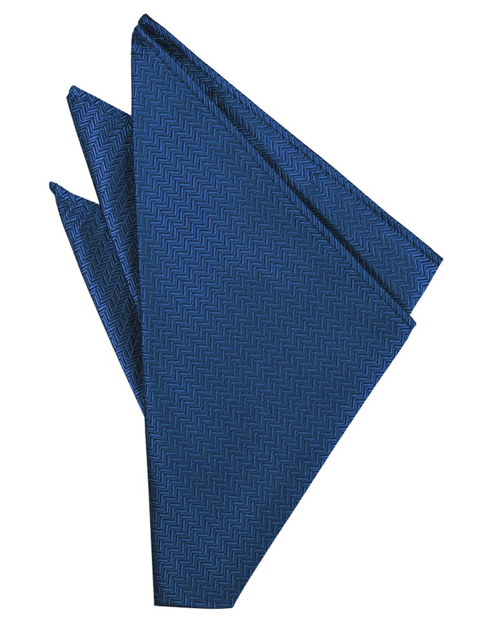 Sapphire Herringbone Pocket Square - Tuxedo Club
