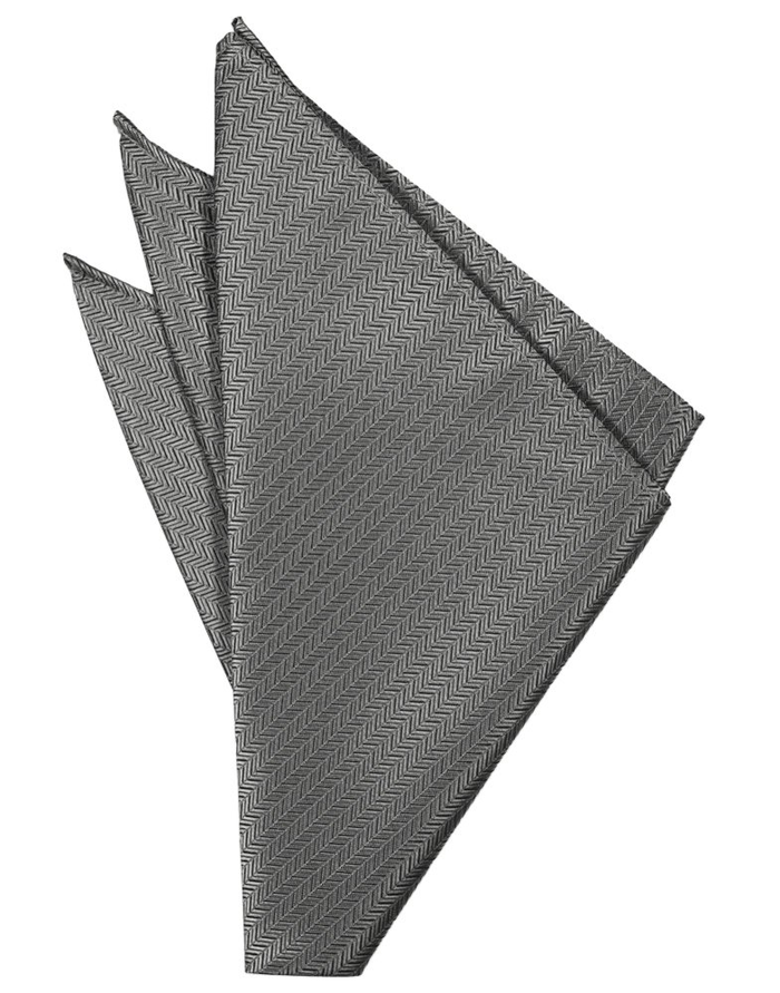 Silver Herringbone Pocket Square - Tuxedo Club