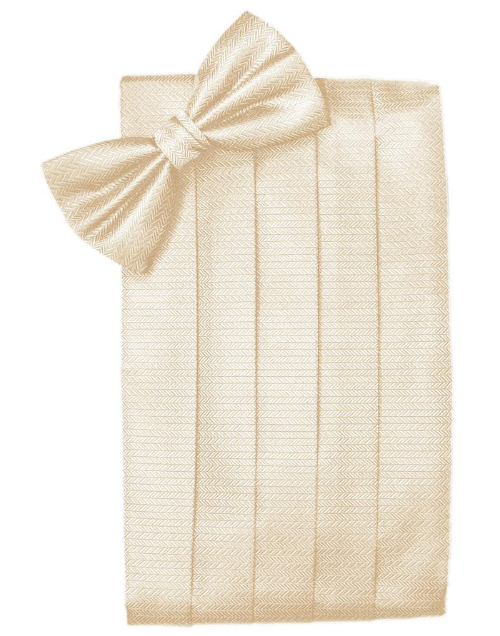 Sand Herringbone Cummerbund - Tuxedo Club