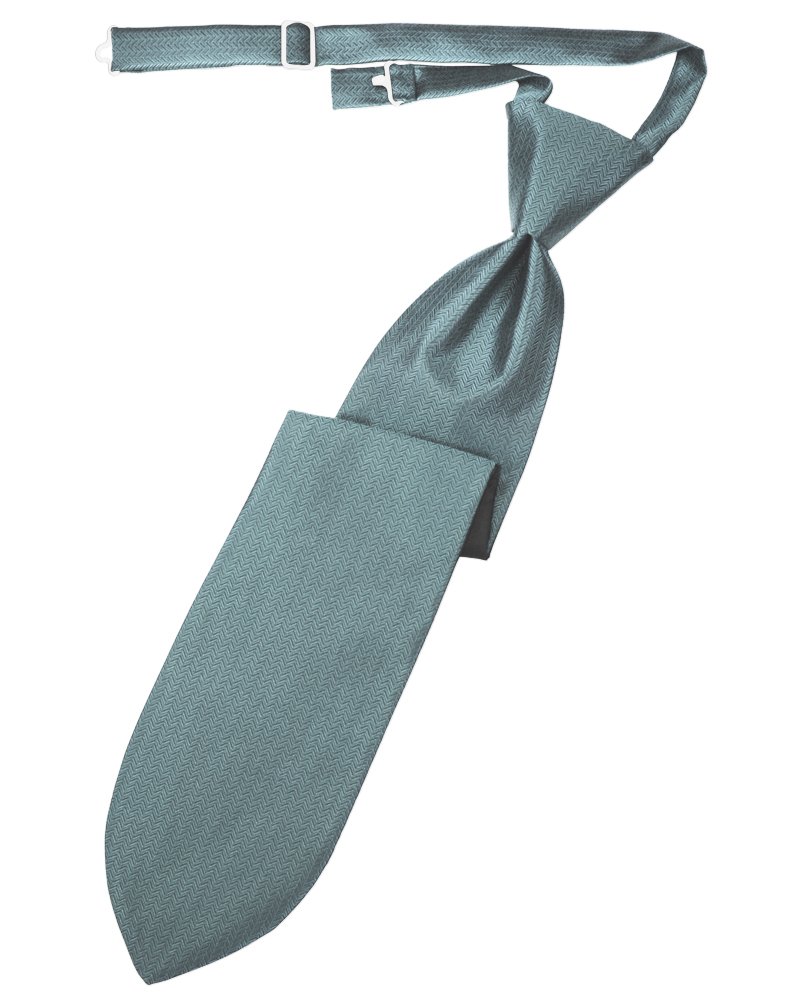 Cloudy Herringbone Pre-Tied Long Tie