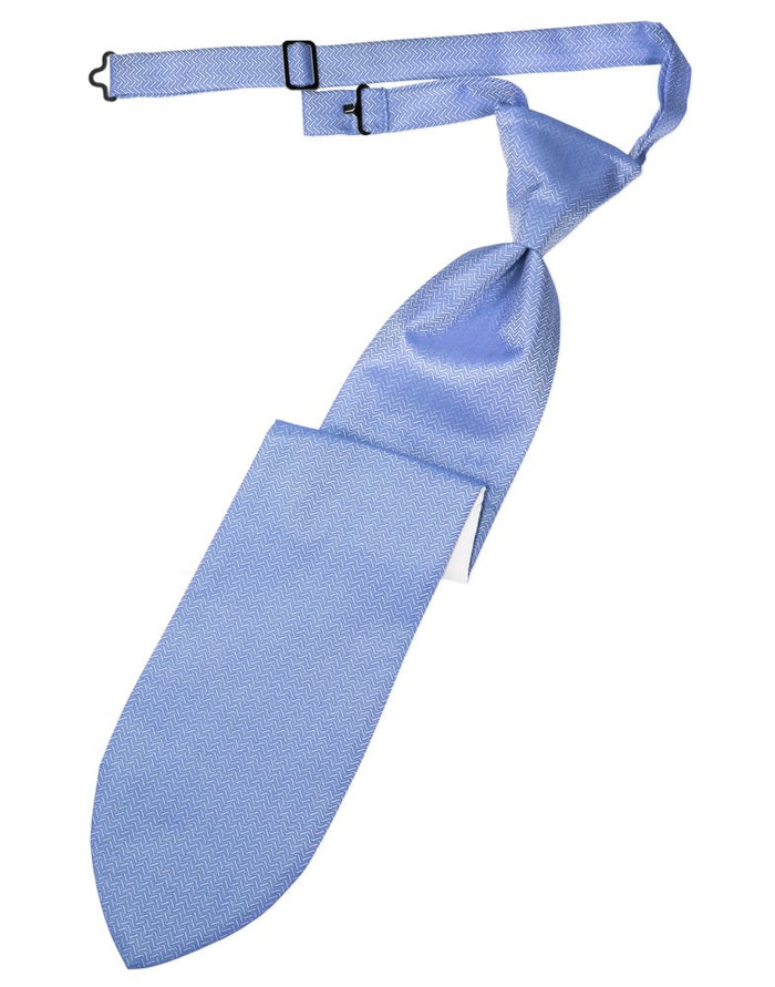 Cornflower Herringbone Long Tie