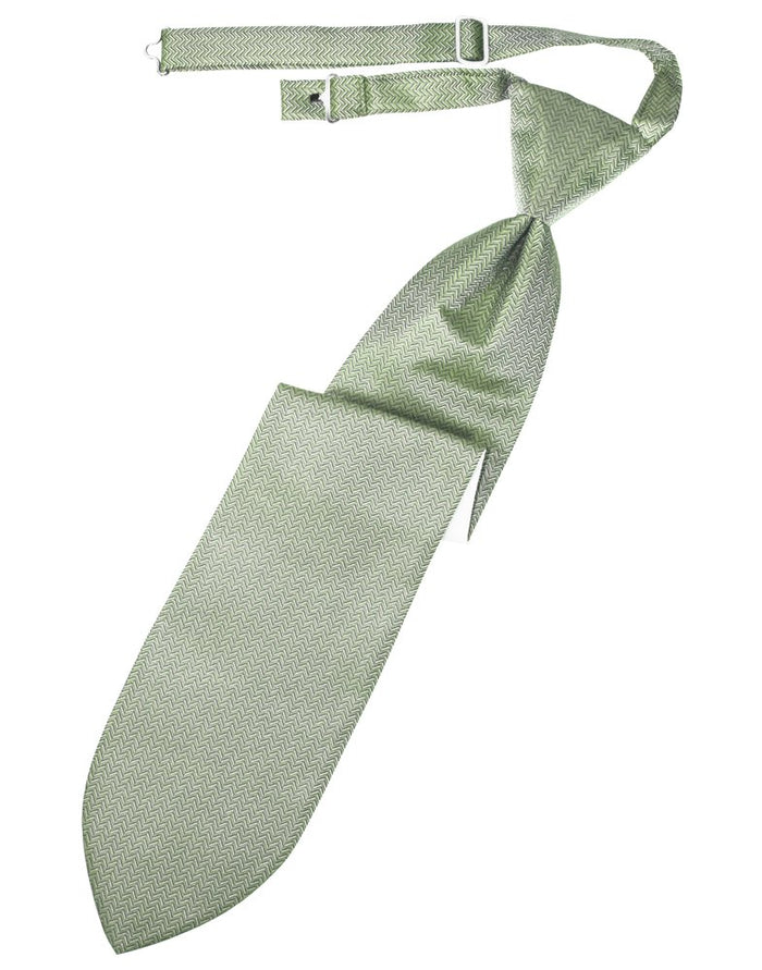 Mint Herringbone Long Tie