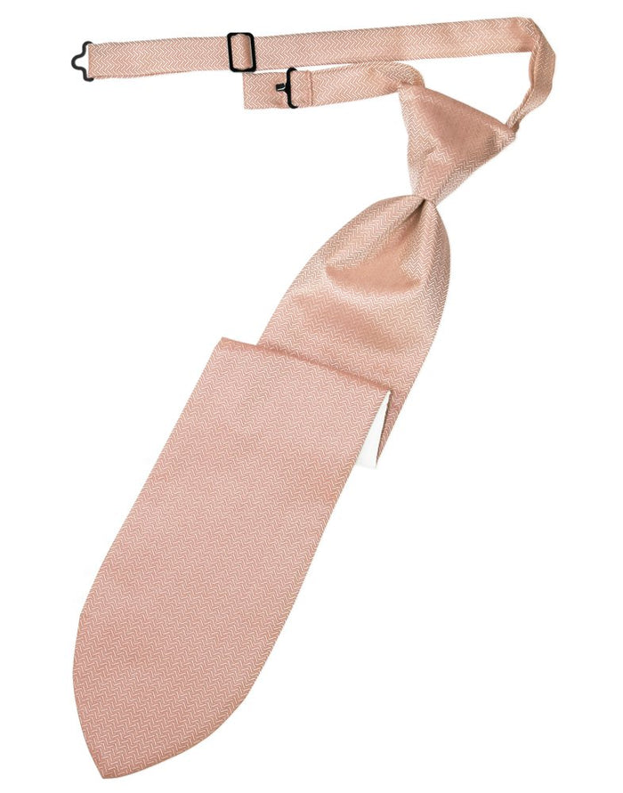 Peach Herringbone Long Tie