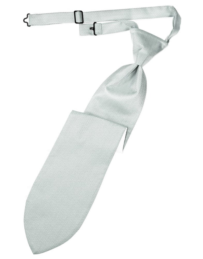 Platinum Herringbone Long Tie