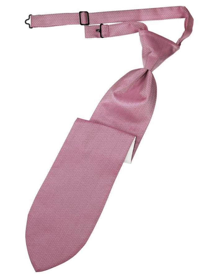 Rose Herringbone Long Tie