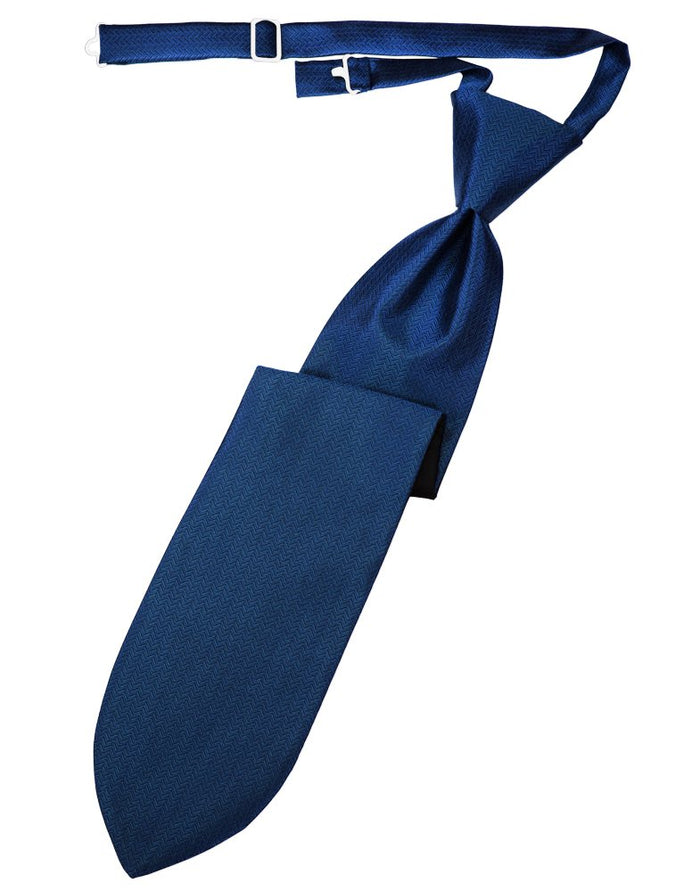 Sapphire Herringbone Long Tie
