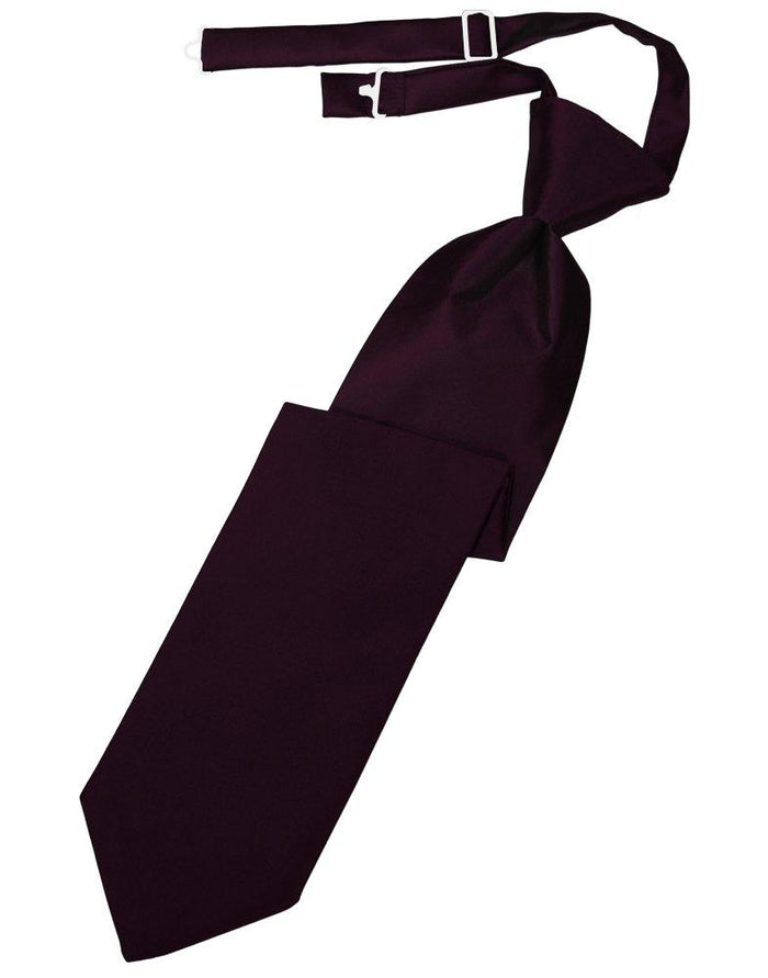 Berry Solid Satin Long Tie - Tuxedo Club