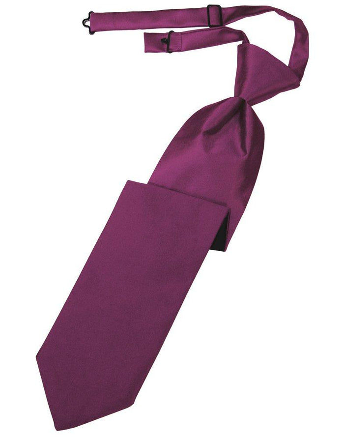 Sangria Solid Satin Long Tie - Tuxedo Club