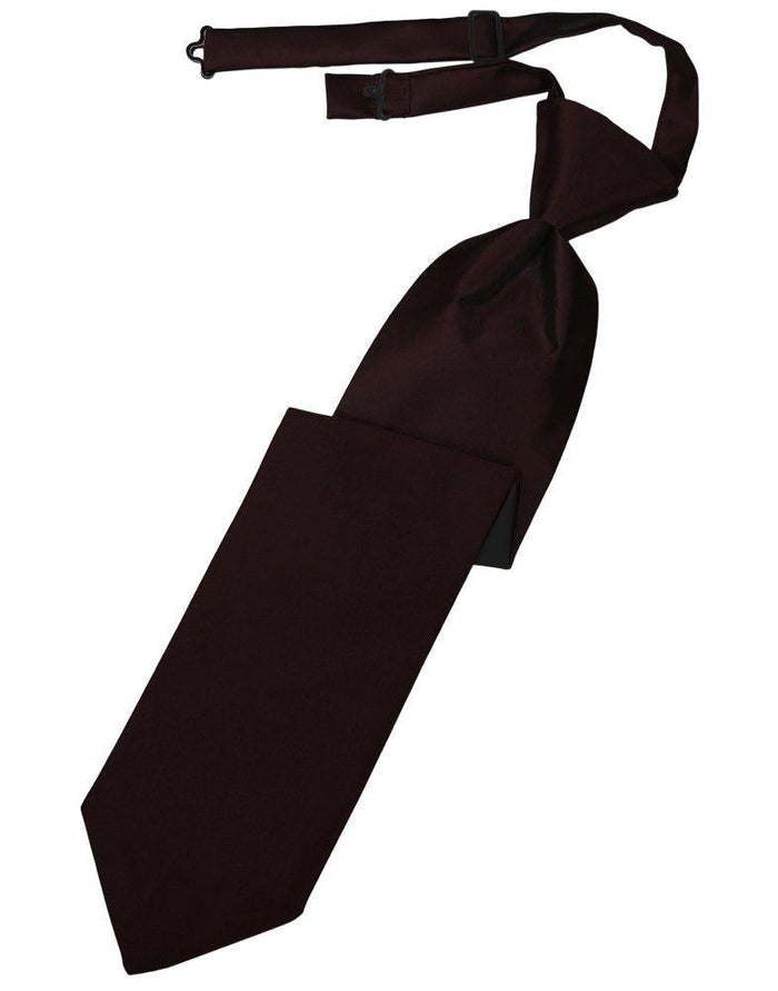 Truffle Solid Satin Long Tie - Tuxedo Club