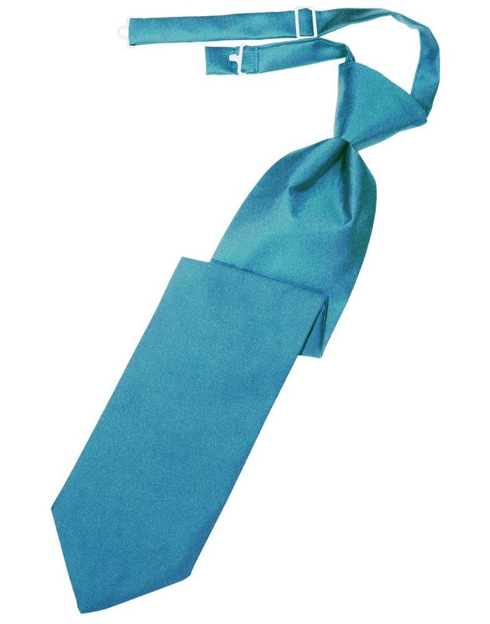 Turquoise Solid Satin Long Tie - Tuxedo Club