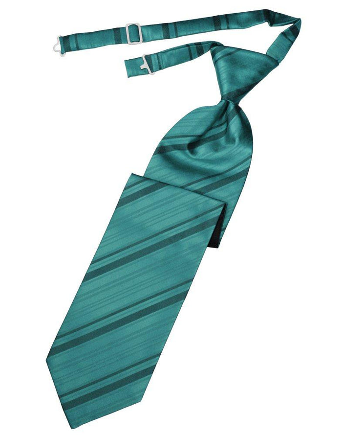 Oasis Striped Satin Long Tie - Tuxedo Club